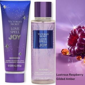 Victoria's Secret Love Spell Joy Shimmer Glitter Fragrance Lotion & Mist Set NEW